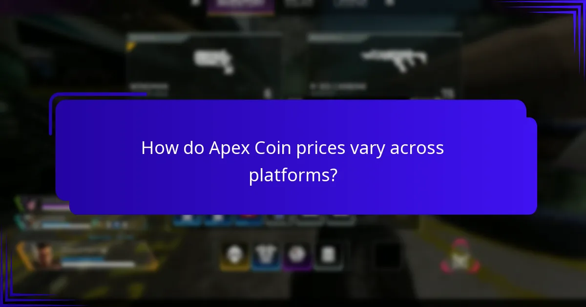 How do Apex Coin prices vary across platforms?