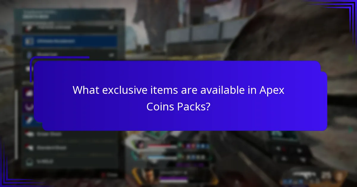 What exclusive items are available in Apex Coins Packs?