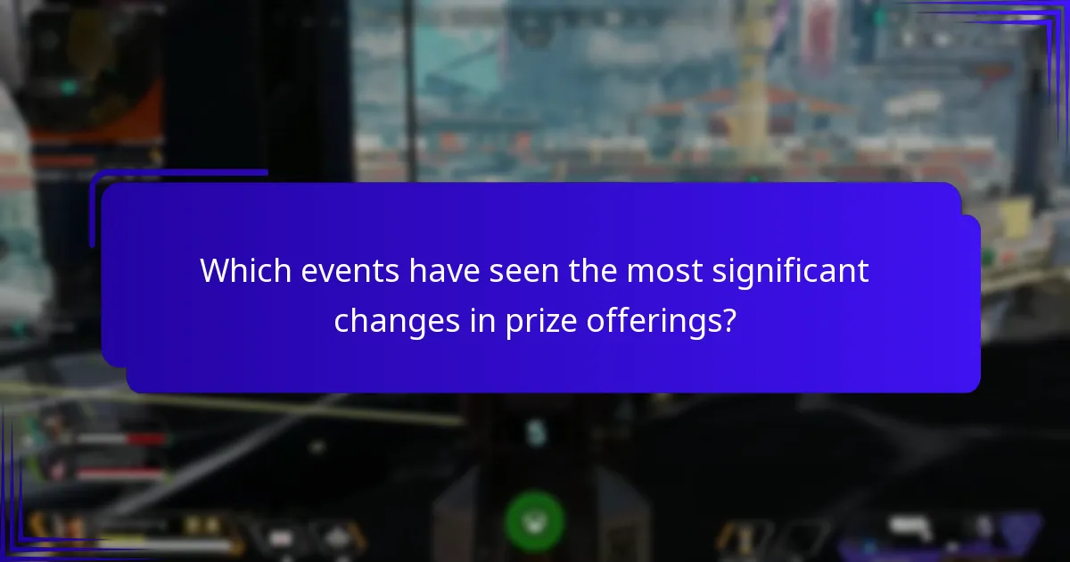 Which events have seen the most significant changes in prize offerings?