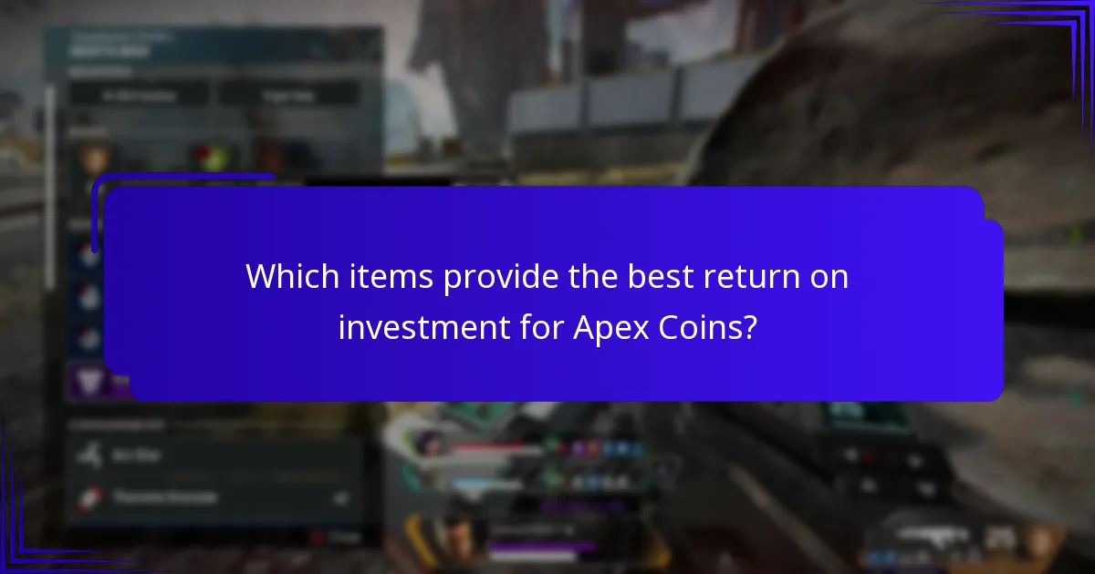Which items provide the best return on investment for Apex Coins?